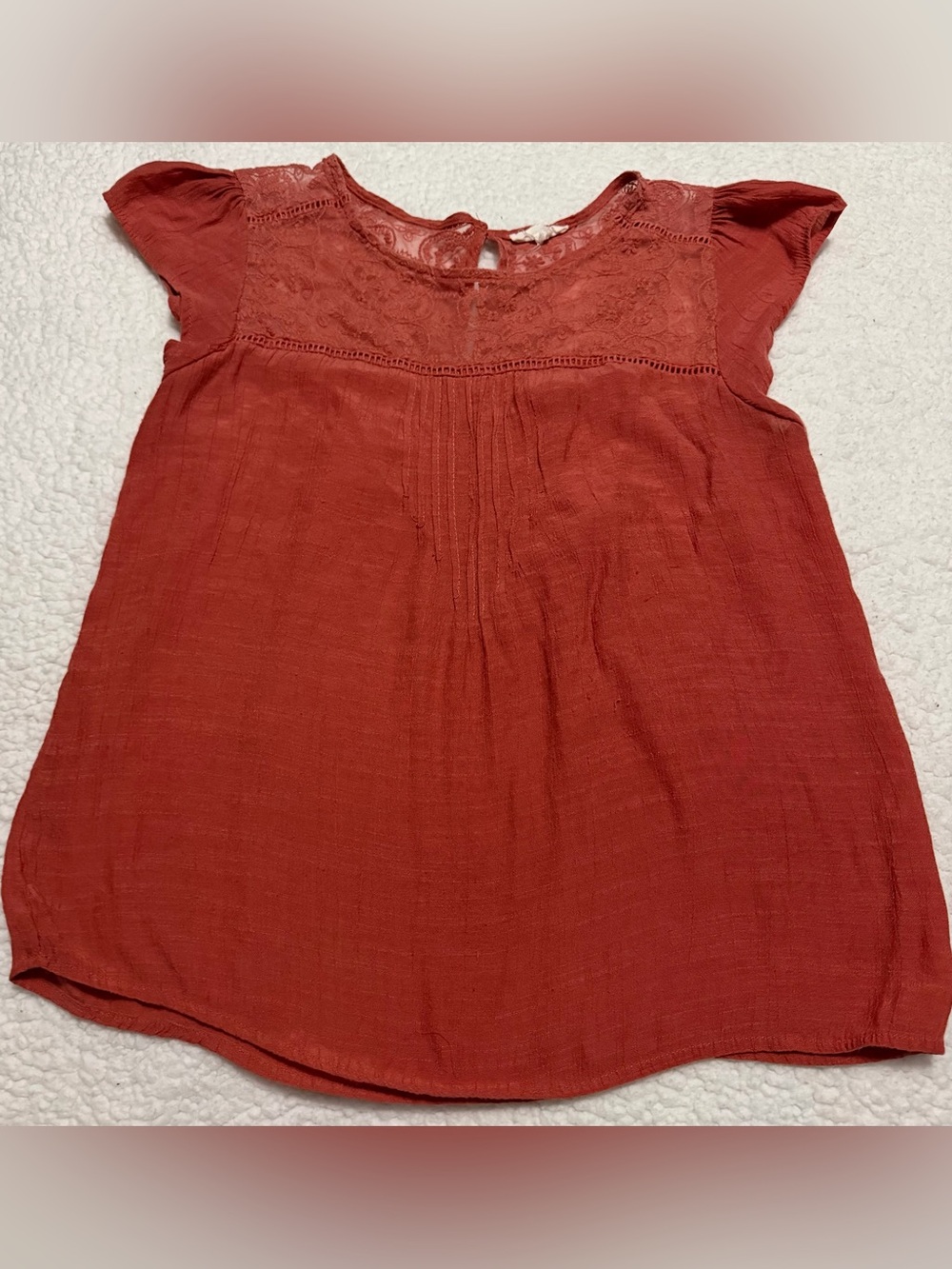 Anthropologie Mine Top Womens Medium Coral Pink Boho Embroidered Blouse